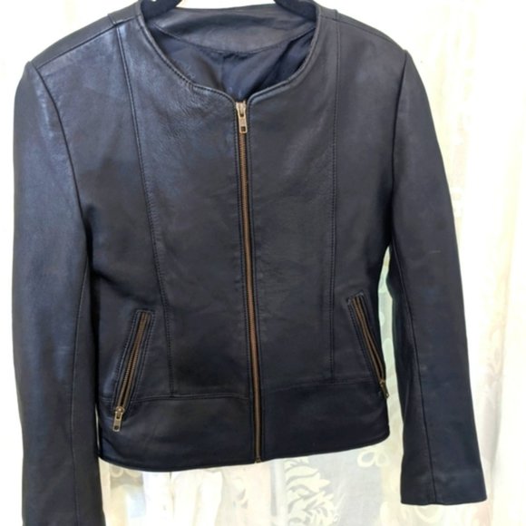 EASTER SALE DORMEIUL ENGLAND Sz S genuine soft leather black motorcycle jacket - Picture 2 of 11